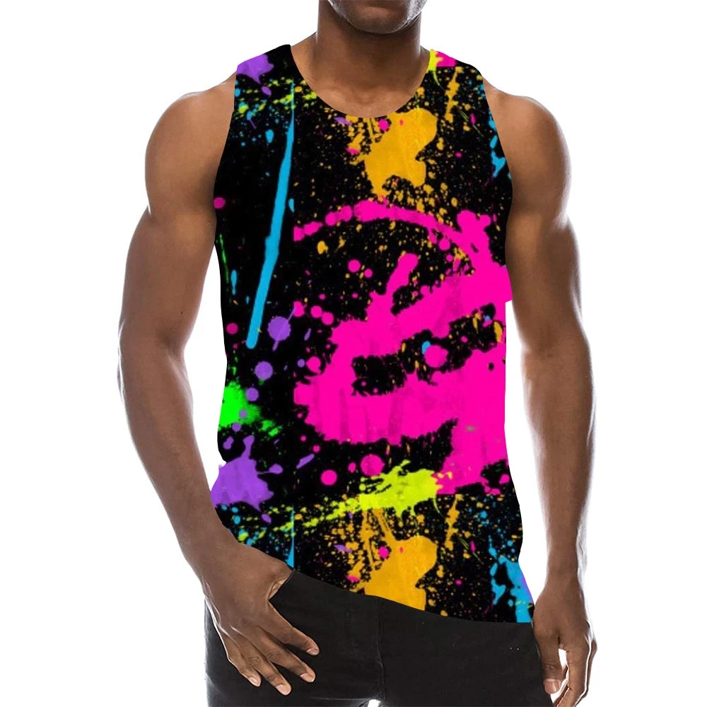 Psychedelic Tank Top Men 3D Print Colorful Sleeveless Pattern Top Graphic Vest|Tank Tops| - AliExpress