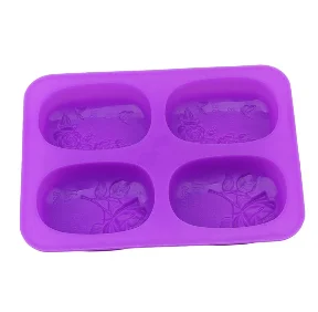 Силиконовая форма для мыла с 4 отверстиями в форме розы, форма для помадки, форма для мыла с 3D цветком, форма для домашнего мыла - Цвет: 993836
