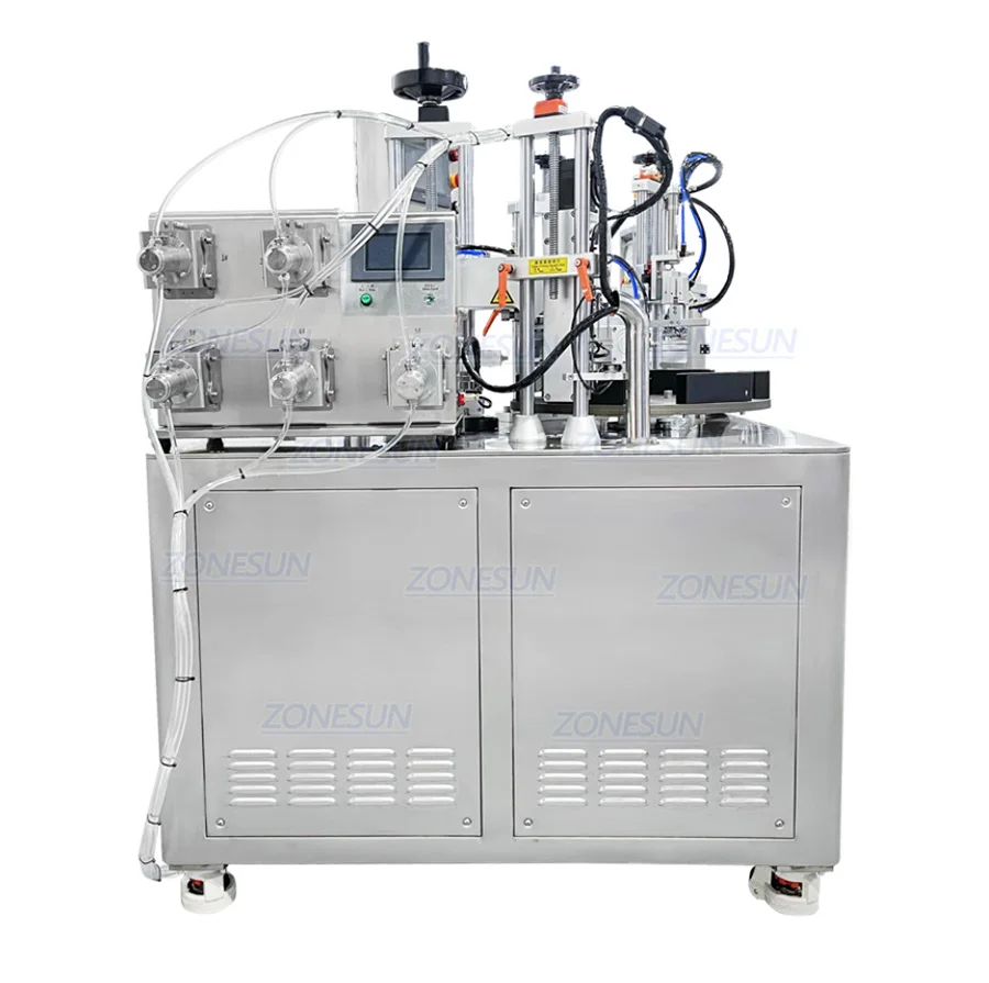 ZONESUN ZS-FS50U 4 Heads Ceramic Pump Sofu Tube Liquid Filling Sealing Machine