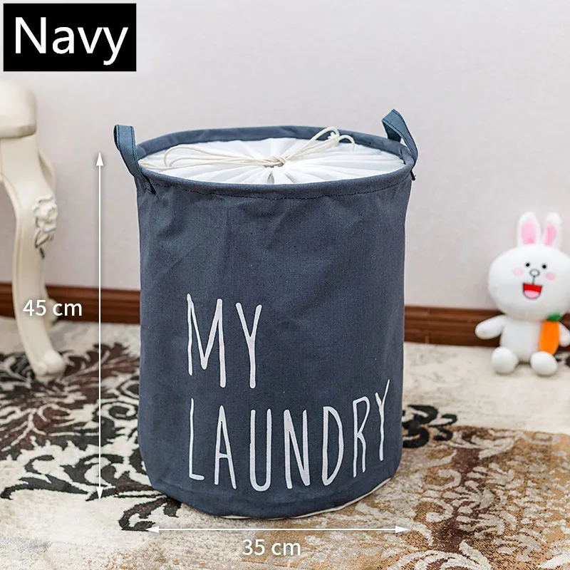 Navy Складная корзина для белья с ручками, детская корзина для хранения игрушек, корзина для грязной одежды, органайзер, ведро для белья - Цвет: Navy