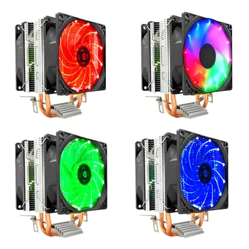

CPU Dual Cooling Fan 2 Heat Pipes Silent Desktop PC Computer Cooler Radiator for Intel AMD