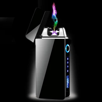 

Dual Arc Lighter Plasma Flameless Rechargeable Windproof Electric Lighter for Cigarette Candle with LED Power Display Men Gift