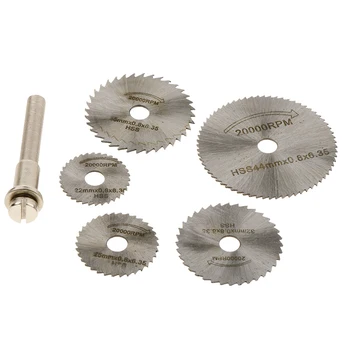 

6pcs Cutting Discs Mandrel HSS Rotary Circular Saw Blades Tool Accessories