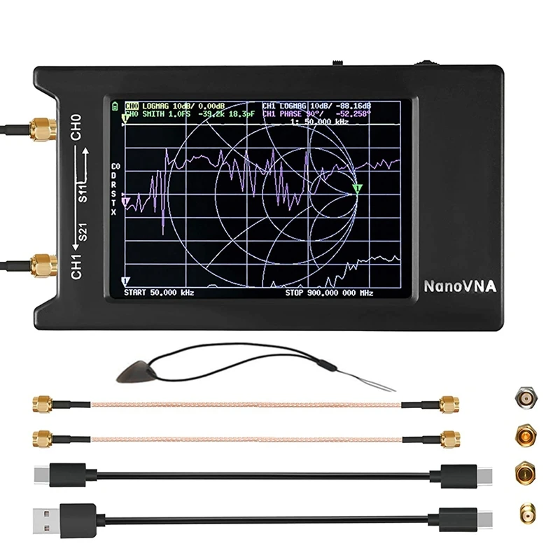 NanoVNA-H4 Vector Network Analyzer 10KHz-1.5GHz HF VHF UHF Antenna Analyzer Measuring,with LCD Press Screen Nano VNA