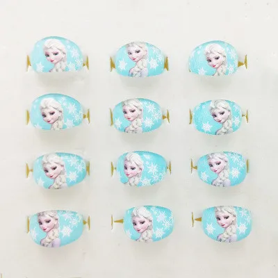 12pc/Lot Disney Princess Rings Acrylic Crystal Minnie Mouse Party Favors Frozen Kids Finger Rings Seal Stamper Kids DIY Gifts 12pcs B