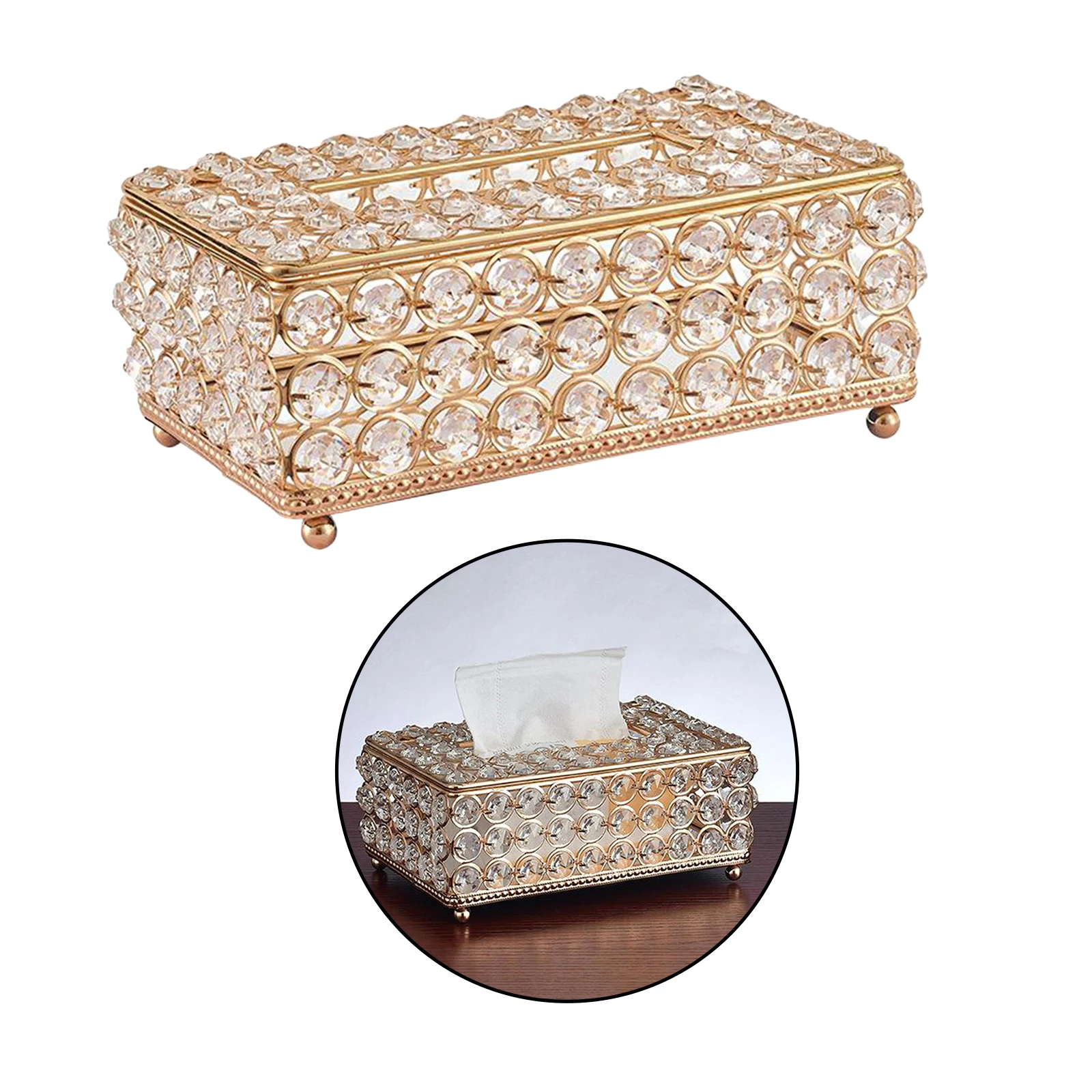 Shiny Tissue Box Elegant Napkin Holder for Living Room Bathroom Office Bar 2