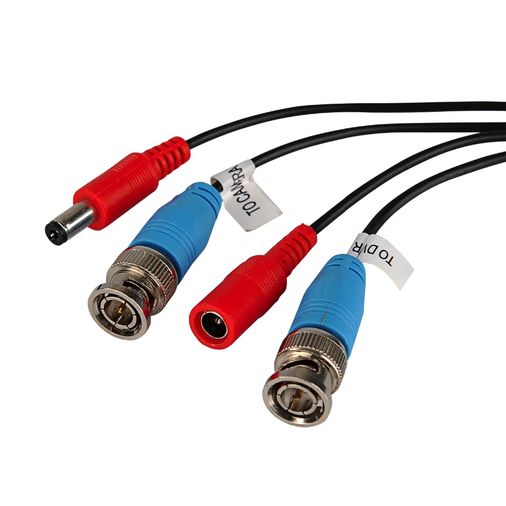  2PCS 50M 164 Feet BNC Video Power Cable For CCTV Camera DVR Security System 1 to 4 Port Power Split - 4.00023E+12