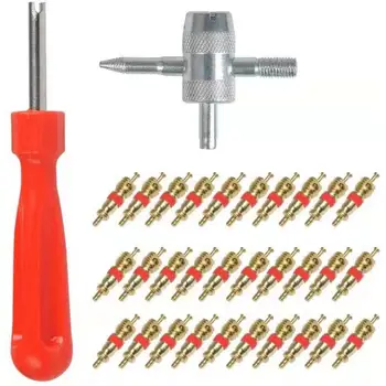 

Tire Repair Tools Set 30pcs Durable Metal Valve Cores Remover Multi-function 4-in-1 Valve Tool Car Bicycle Tire Repair Tools