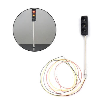 금속 교통 신호 횡단보도 LED 조명 모델, 철도 건축 디오라마 풍경 레이아웃 학습 장난감, 6cm, 3V 기차