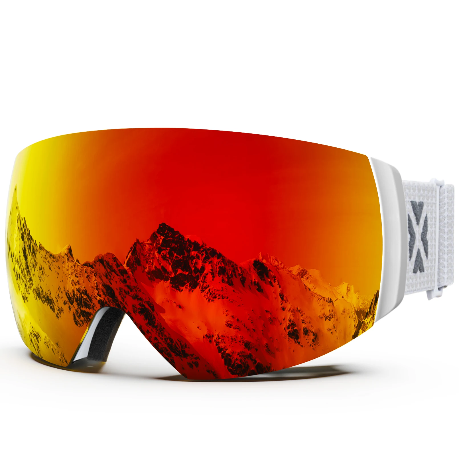 Professional Magnetic Ski Goggles with Double Layers and Anti-fog UV Protection