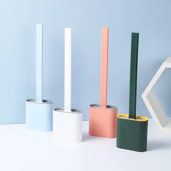 

1PCS Silicone Toilet Brush with Base Rubber Head Holder Floor-standing Wall-mounted Cleaning Brush Bathroom Accessories