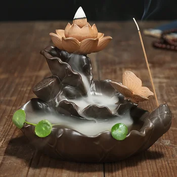 

Waterfall Lotus Incense Burner Charcoal Aromatherapy Incense Burner Holder Tower Decoracion Para El Hogar Home Studio BA60XXL