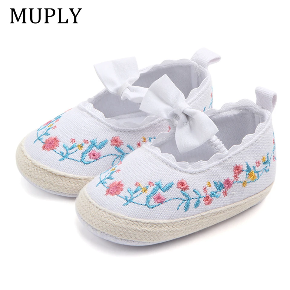 Embroidery Baby Girls Shoes For Newborn Infant First Walkers Baby Girls