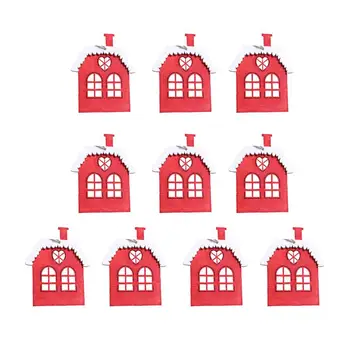 

10 Pcs Stylish Chic Fashion Christmas Tree Pendants Carved Ornaments Wooden Hanging Decors Printed Decors for Party Holiday