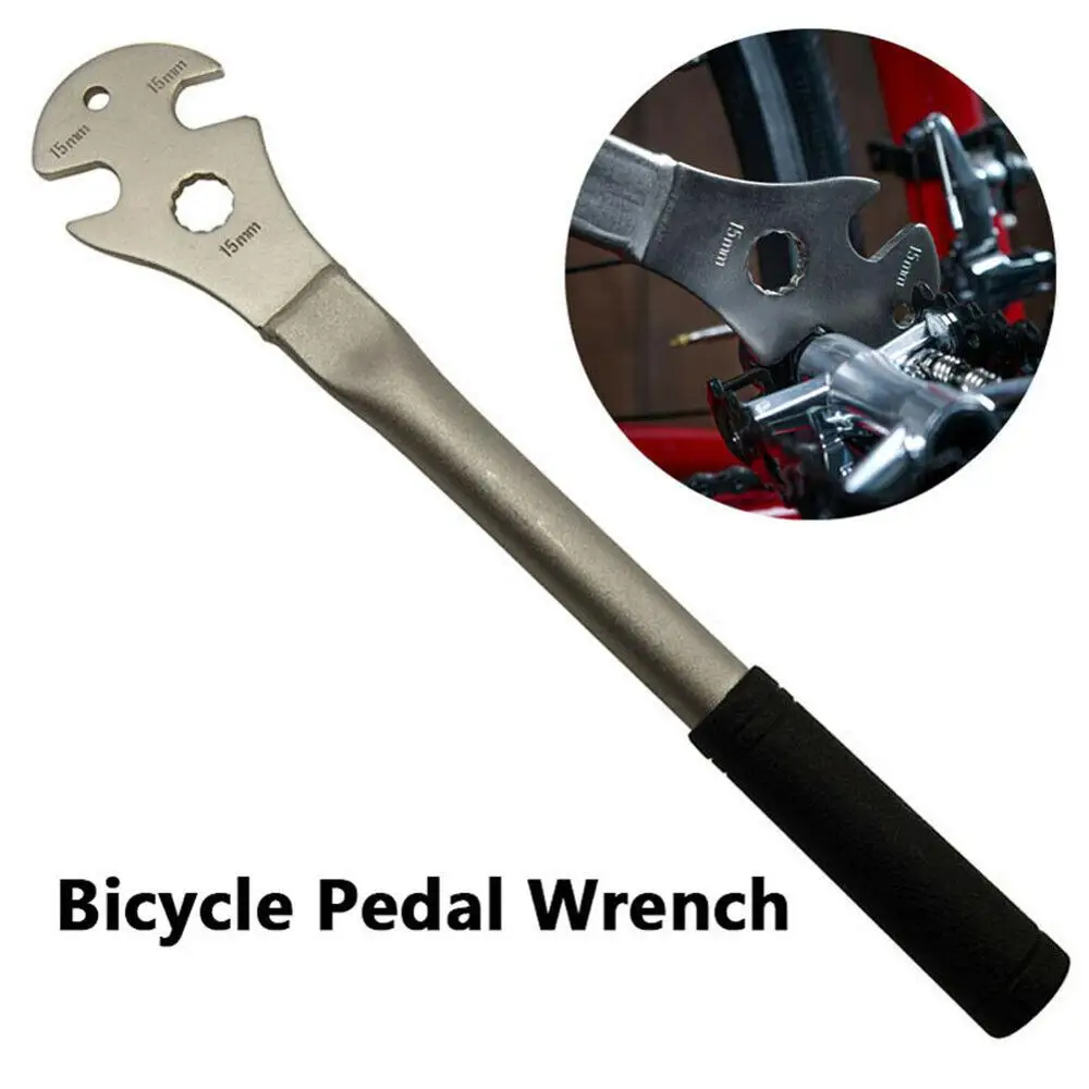 

355mm Universal Bicycle Pedal Removal Wrench Alloy Steel Long Handle Bicycle Hybrid Repair Tool-Black