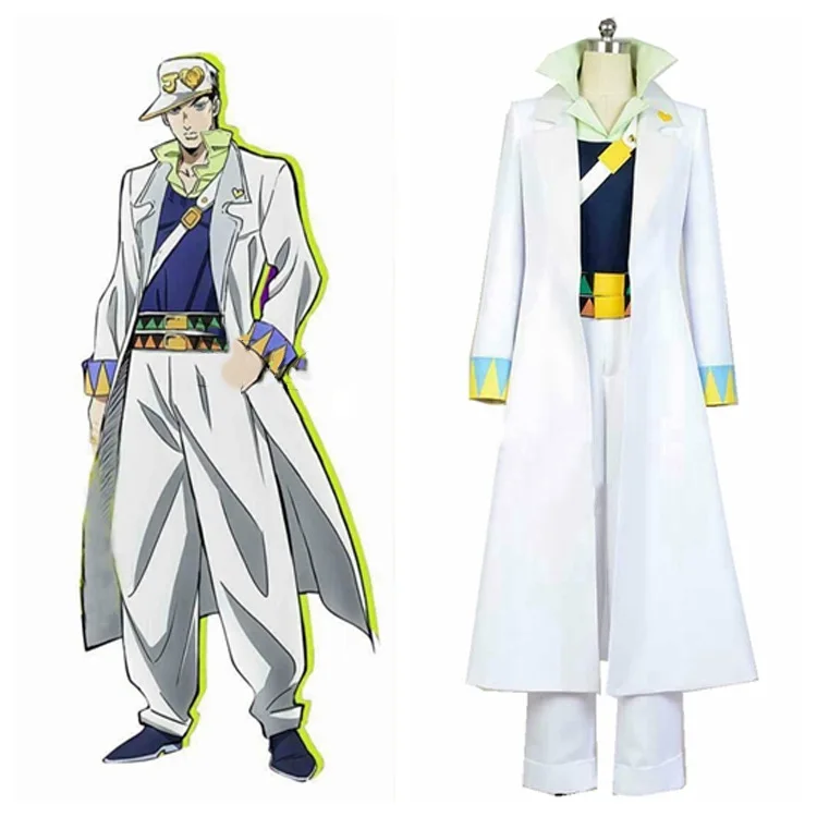 Anime JoJo's Bizarre Adventure Kujo Jotaro Uniform Cosplay Costume Halloween Kids adult Men's party costume cloak | Тематическая
