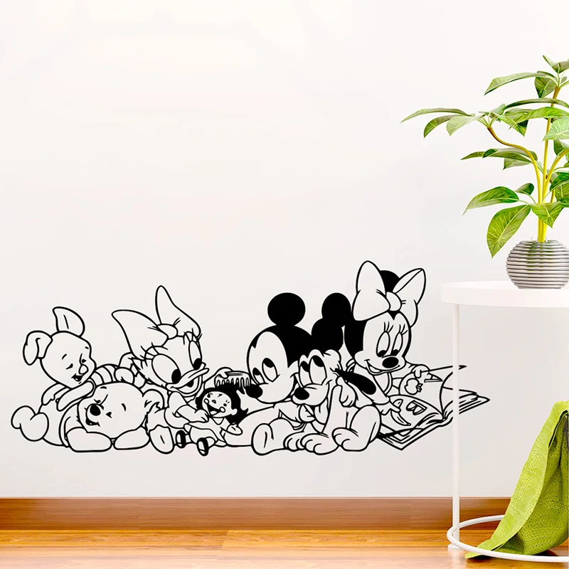 Cartoon Mickey Mouse With Friends Vinyl Wall Stickers Decor For Kids Rooms Nursery Room Decorations Wall Decals Murals Wallpaper