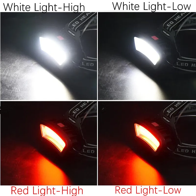 USB rechargeable COB headlamp red white LED light fishing headlight hunting head lamp camping head light flashlight torch head flashlight cob headlamp