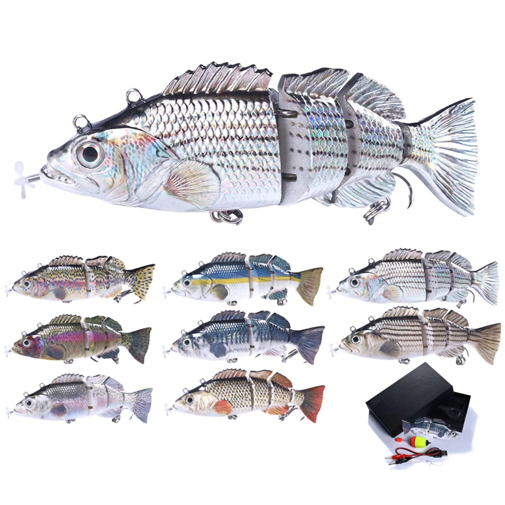 Segmentos de Natação Wobblers para 4 Robótico Elétrico Natação Pesca Iscas Usb Recarregável Piscando Led Luz Isca 1 Iscas artificiais