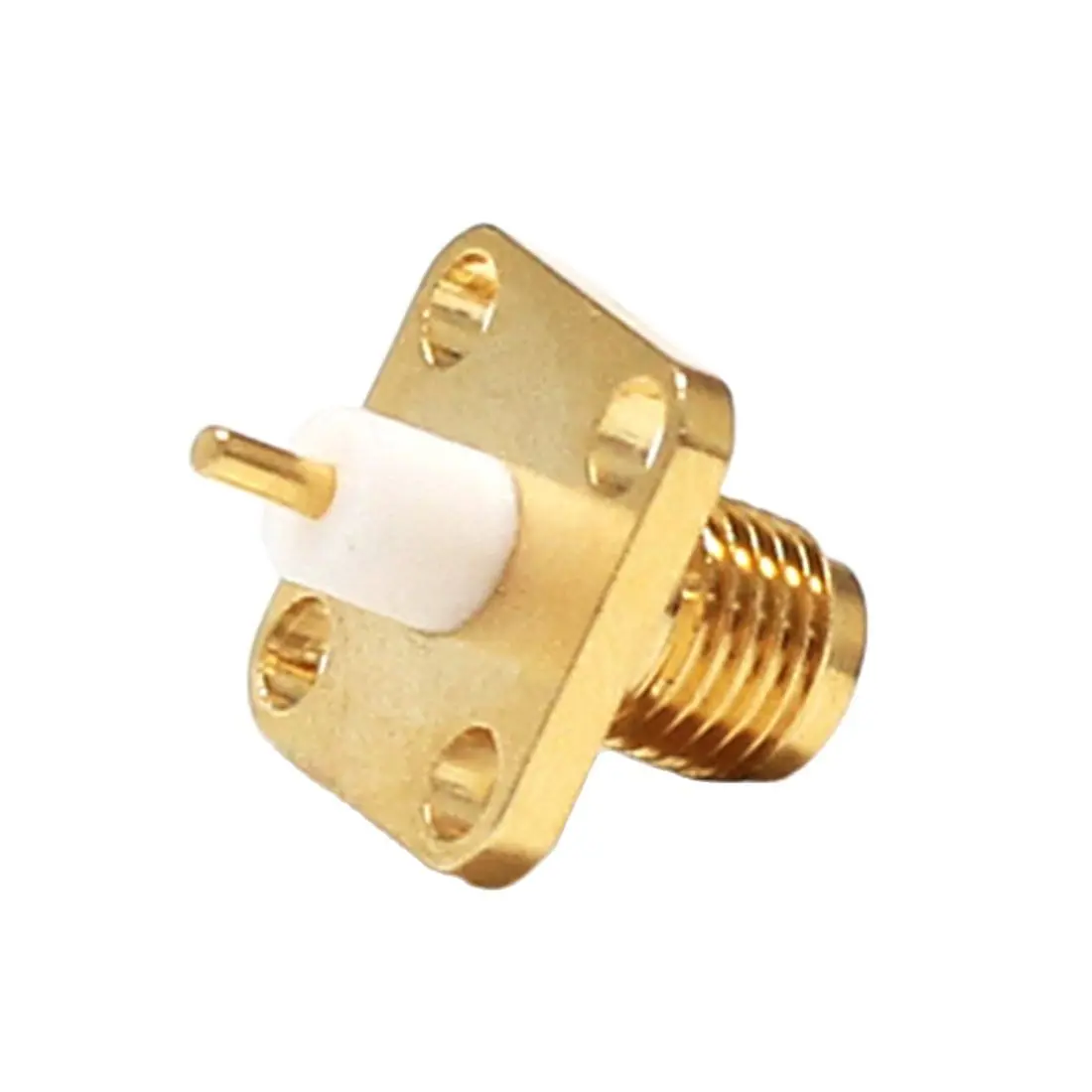 1pc NEW  RP-SMA Female Jack RF Coax Modem Convertor Connector 4-hole Flange Solder Post Straight Insulator Long 4mm Goldplated