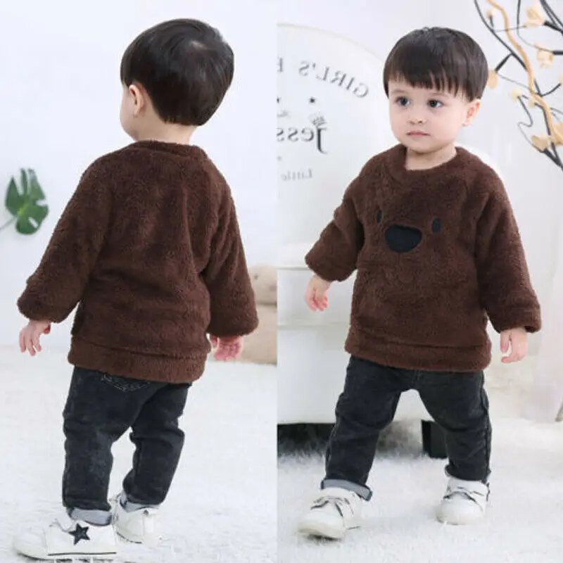 От 1 до 5 лет топ с рисунком медведя для маленьких мальчиков и девочек блузка