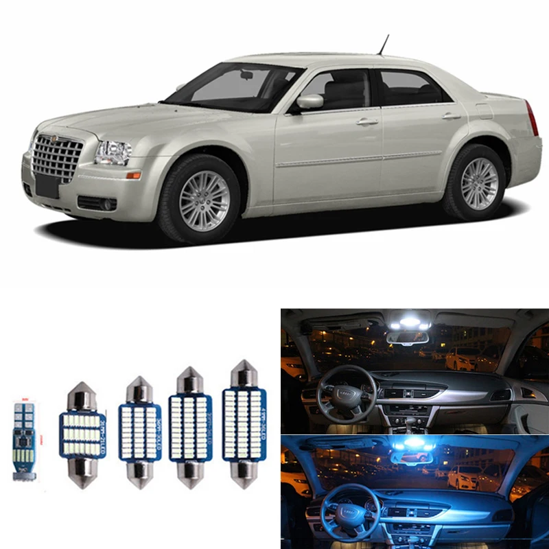 17 шт. Canbus Белый светодиодный свет лампы Интерьер Свет Комплект для Chrysler 300 300C 300M 2005-2010 Карта Купол багажник номерной знак свет