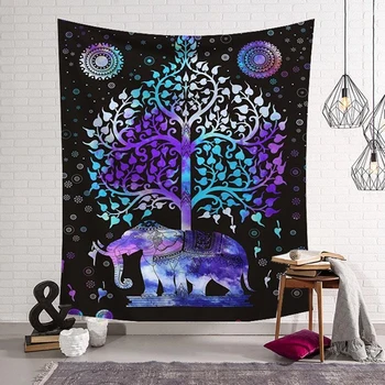 

Rectangle Indian Decor Mandala Blanket Hanging Hippie Throw Mat Bohemian Elephant Dorm Bedspread Table Cloth Curtain Beach Mat