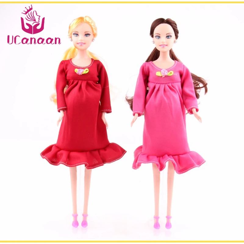 

UCanaan New Educational Real Pregnant Doll Suits Mom Doll Have A Baby in Her Tummy Best Friend Play with Girls Toys Best Gift