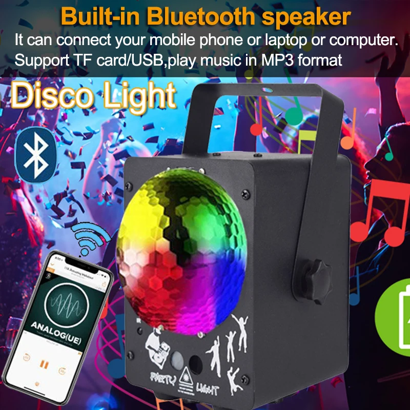 MP3 Led диско лазерный светильник-проектор для рождественской вечеринки светильник Bluetooth динамик диско шар RGB DJ сценический светильник s украшения для дома