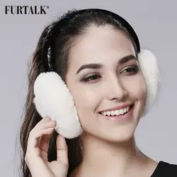 FURTALK, зимние наушники из натурального меха, женские наушники из натурального кроличьего меха, теплые наушники для девочек, женские черные и