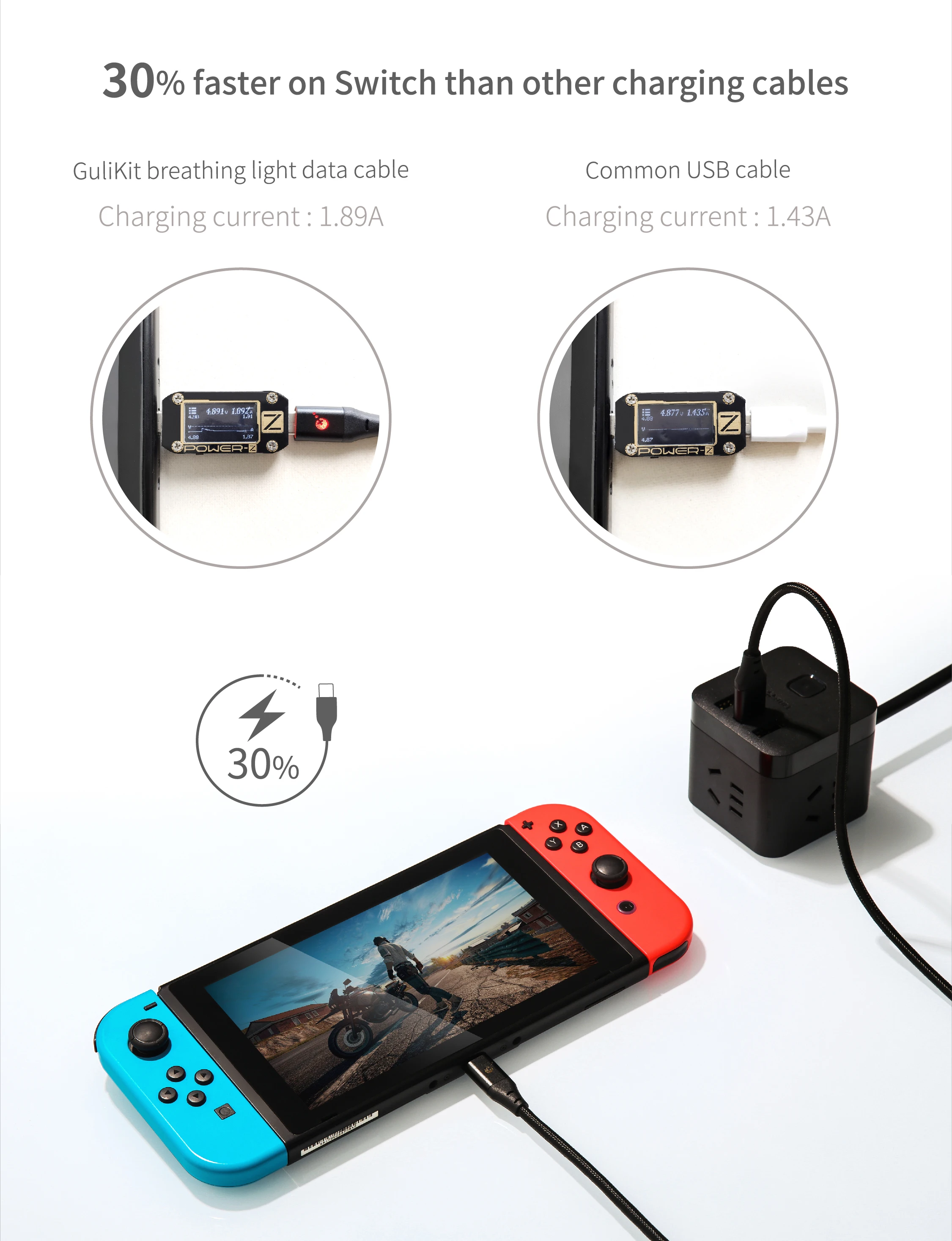 Gulikit Breating светильник дата кабель для nintendo переключатель зарядный USB кабель для всех смартфонов и планшетов