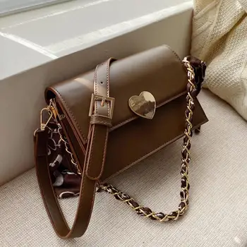 

Retro Fashion Female Square Crossbody Bag 2019 New High quality PU Leather Women's Designer Handbag Chain Shoulder Messenger Bag