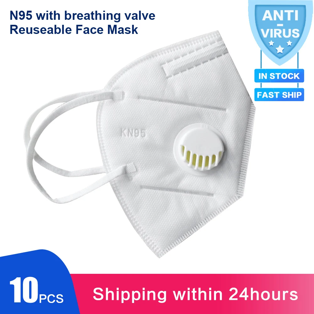 

Fast Shipping KN95 Filter Face Mask Anti Dust/Polution/PM2.5 Breathing Features as N95 PPE Suit Masks Valve Respirator