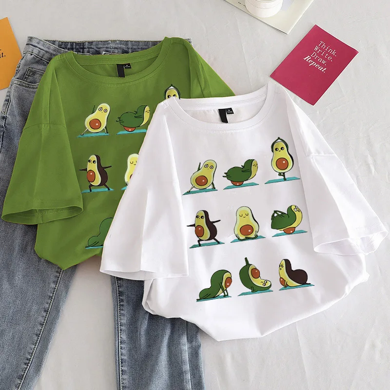 New Avocado Shirt Vegan T Shirt Women Harajuku Kawaii Short Sleeve T-shirt Vogue 90s Korean Style Tshirt Fashion Top Tees Female