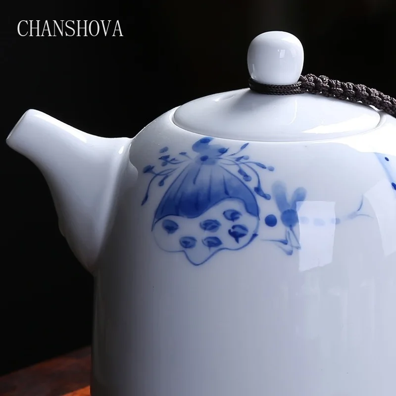 CHANSHOVA, ручная роспись, лотос, высокая белая глазурь, тонкий фарфор, чайный набор, керамический чайник, набор, украшение дома, аксессуары H212
