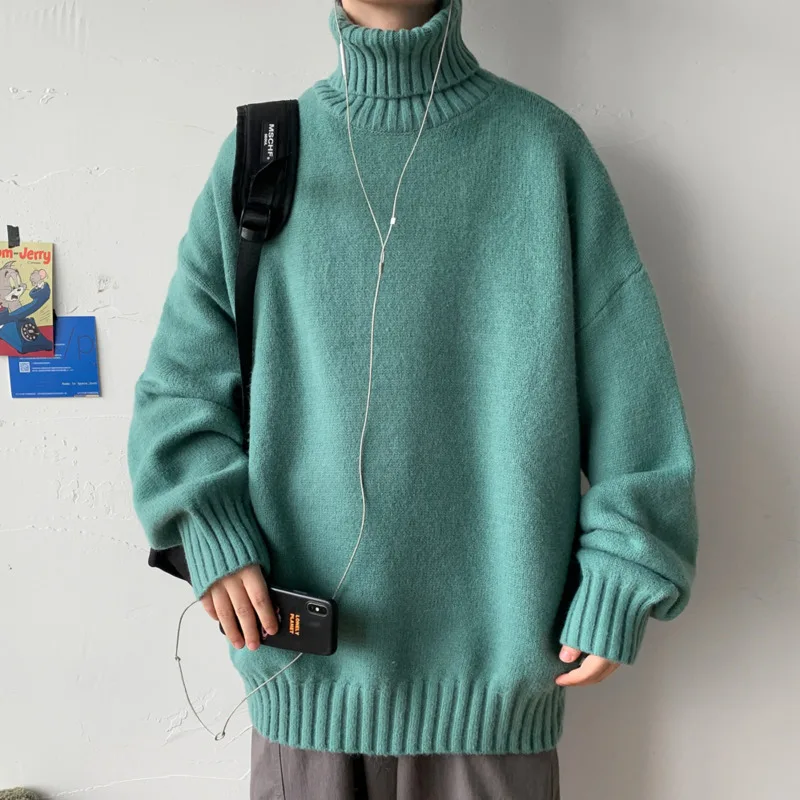 

Winter Turtleneck Sweater Men's Warm Fashion Casual Knit Pullover Men Streetwear Loose Knitting Sweaters Mens Clothes M-2XL