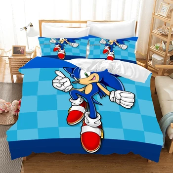 

Sonic The Hedgehog Anime 3d Bedding Set Duvet Covers Pillowcases Super Mario Bros Comforter Bedding Sets Bedclothes Bed Linen