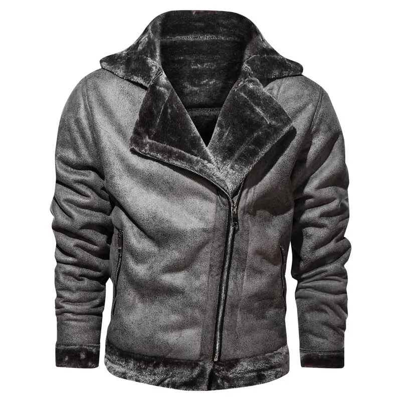 Mcikkny New Men`s Warm Leather Jackets Coats Fllce Lined Thermal Jackets Outwear For Male Size M-4XL Windbreak (11)