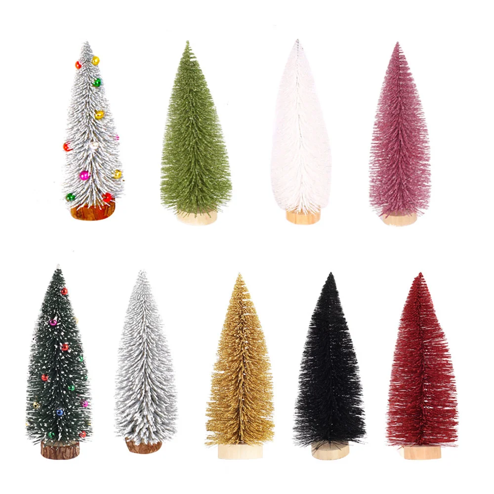 15 Pezzi Mini Alberi Di Natale Artificiali - 5 Misure E 3 Colori (Verde Scuro, Chiaro E Argento) Per Decorazione Tavolo E Fai Da Te