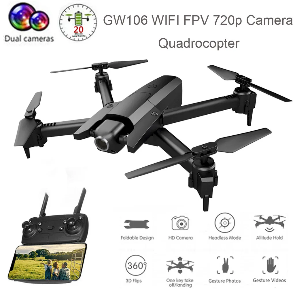 

Lanbird Mini Rc Drone With Camera Gw106 Wifi Fpv 720p/1080p Camera Headless Foldable Quadrocopter Long Flight Time Boys Gift Wy4