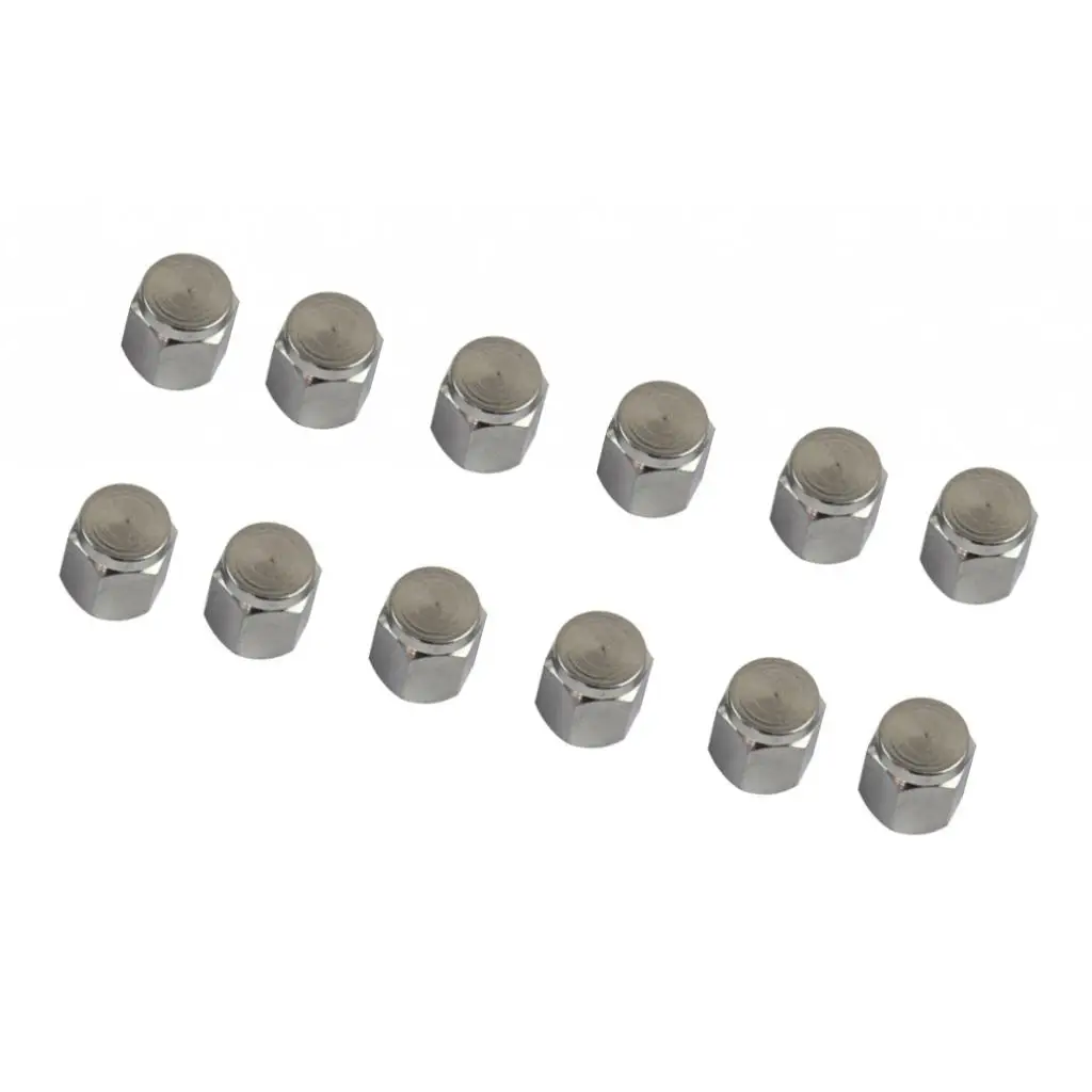 

12 Pieces Tires Valve Stem Wheel Valve Caps Covers Dustproof Tire Stopper For Car Silver Titanium Hexagon Shape