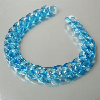 

80pcs Transparent Mid Sapphire Acrylic Curb Chain Links,Plastic Curb Chain Links, Open Link per Size 23mmx16mm