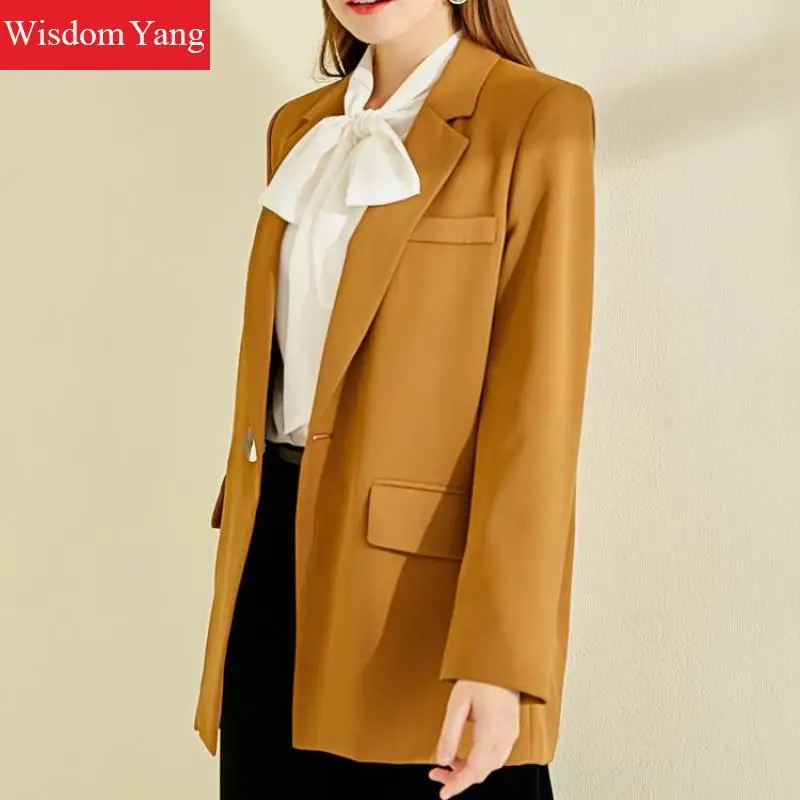 Discount Spring Autumn Suit Jackets Womens Coffee Female Coats Slim Elegant Business Suits Coats Jackets Office Ladies Outerwear Overcoat