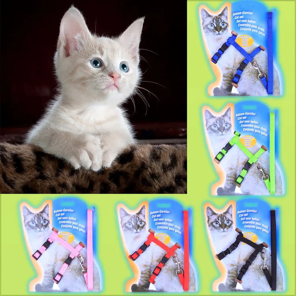 cat leash chest strap I-shaped vertical bar Breathable Mesh Adjustable cat Harness Cat Lead Nylon Meterial