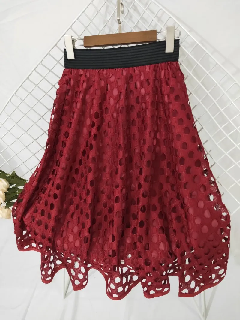 Летняя новинка, Корейская версия, тонкая кружевная юбка с высокой талией, юбка-карандаш
