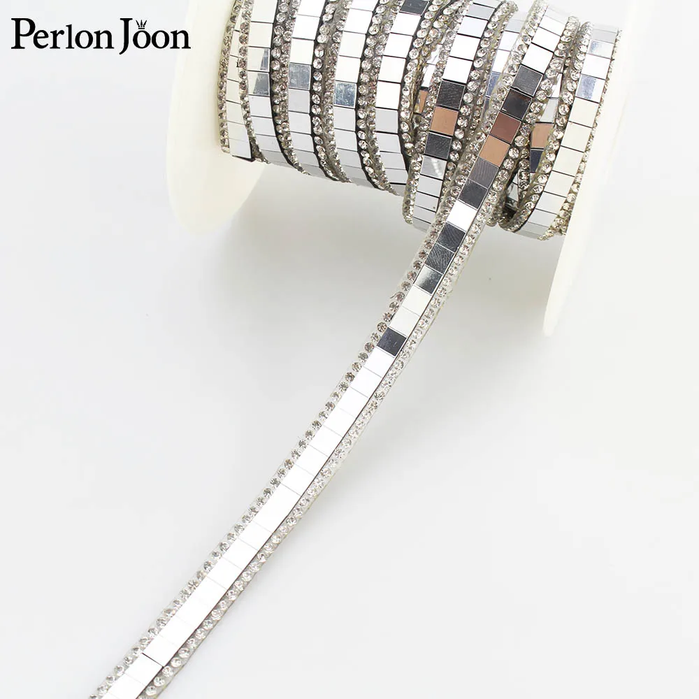 1 Yard Silber Gold Glas Strass Hot Fix Band Band Kristall Strass Dekoration Eisen auf Schuhe Kleidung Zubehör TR047 – Detail 4