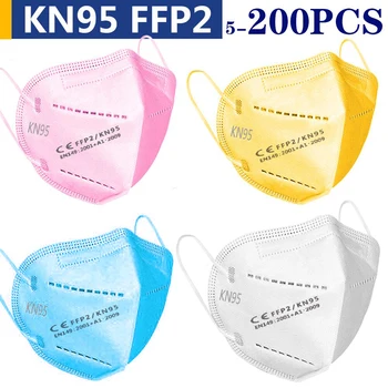 

FFP2 KN95 Face Mask 5 Layer Breathable Non-woven Filter Masks Adult Protective Anti-dust Reuseable FFP2 Mouth Mask Mascarilla