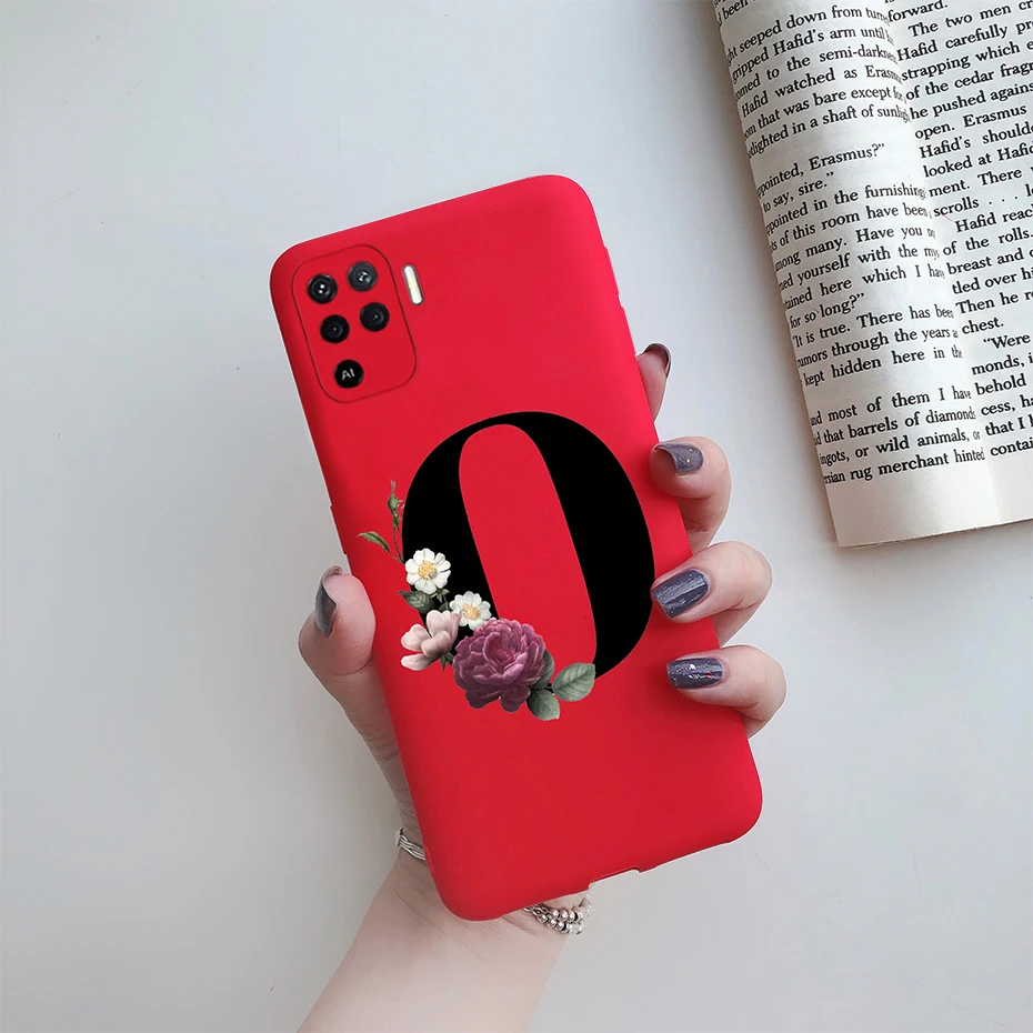 cases for oppo phones For Oppo Reno 5 Lite Case Letters Monogram ABC Flower Soft Silicone Back Cover For Oppo Reno5 Z Reno 5 F Z Lite 5F 5Z 5Lite Case oppo phone back cover Cases For OPPO