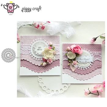 

Piggy Craft metal cutting dies cut die mold Lace round crown frame Scrapbook paper craft album card punch knife art cutter die