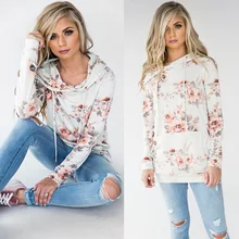 

Hooded Print Pullover Casual Patchwork Printed Drawstring Pullover Slim Sweatshirt Top Sweatshirts Vintage Autumn Winter New